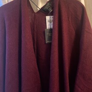 Charter Club Burgundy Cashmere Ruana